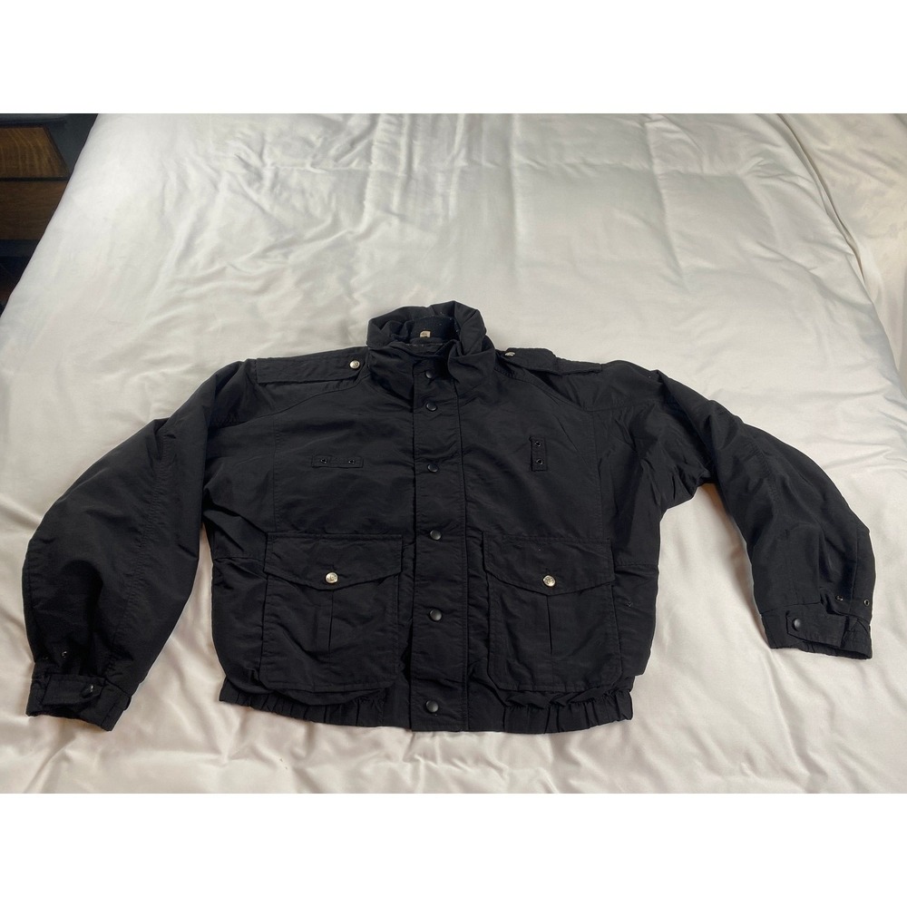 Unbranded Utility Flight Jacket Mens M-S Black Good Cargo Pockets Reflective